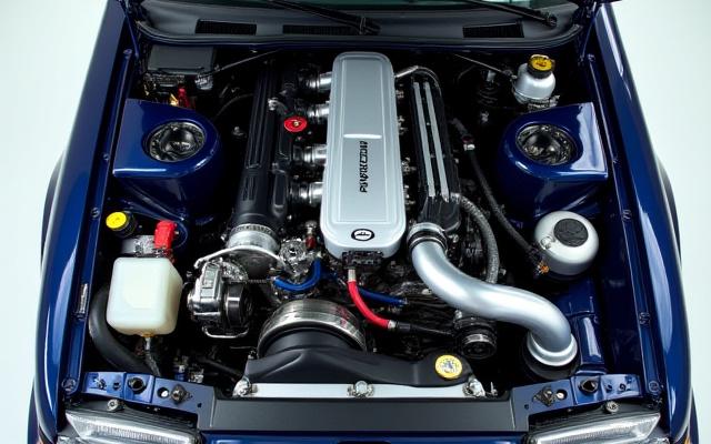 깨끗하게 디테일링된 자동차 엔진룸